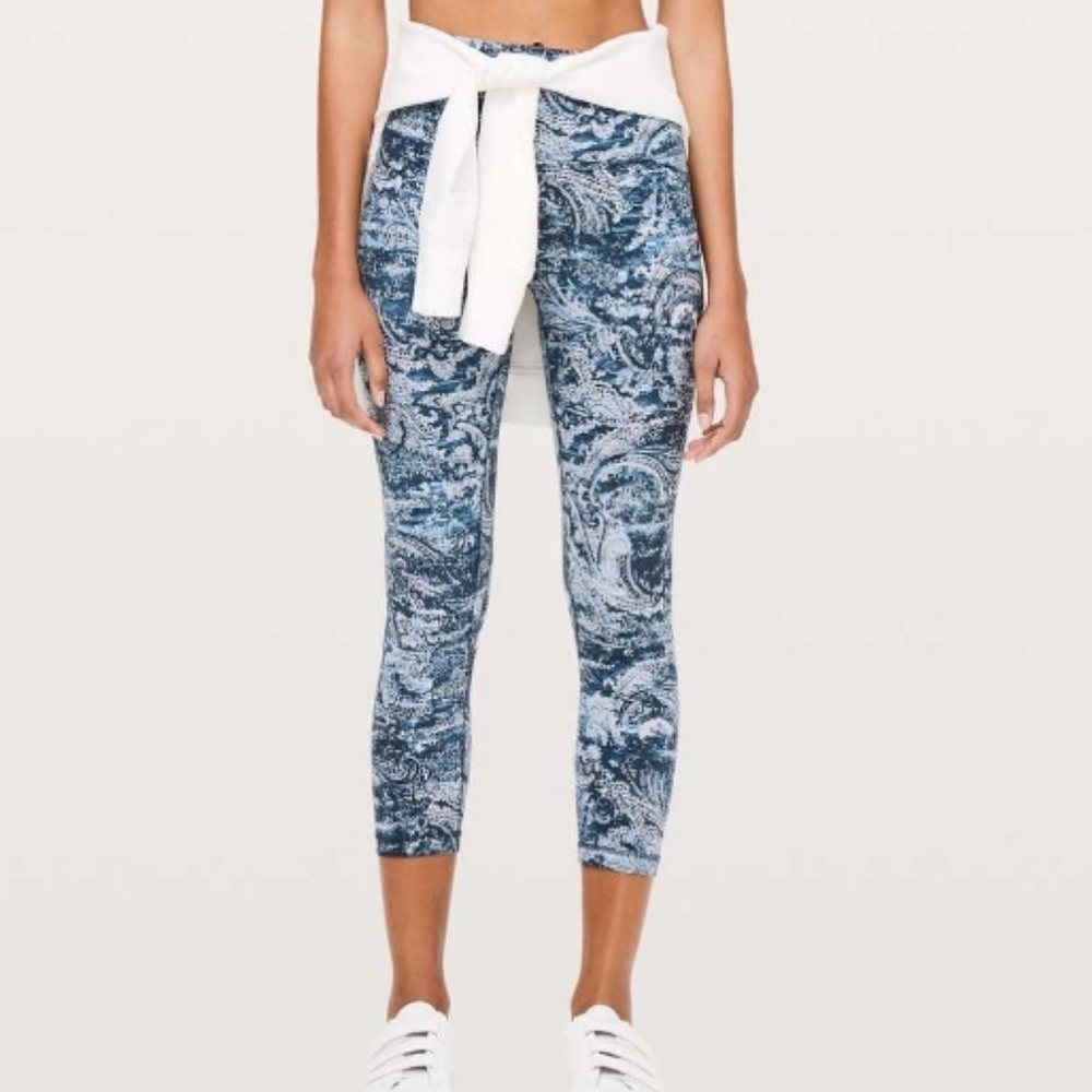 lululemon athletica Blue Paisley Print High-Rise Crop Leggings